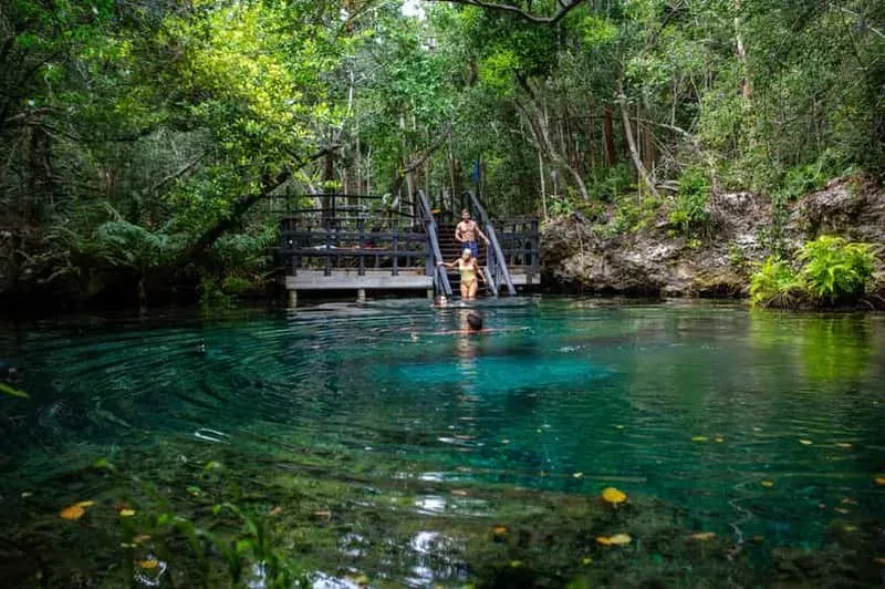 Swimming in the Ojos Indígenas Cenotes
