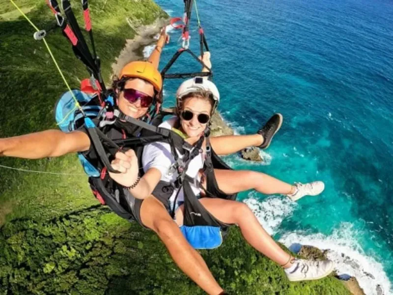 Paragliding Flight over the Guadeloupe Coastline from Le Moule